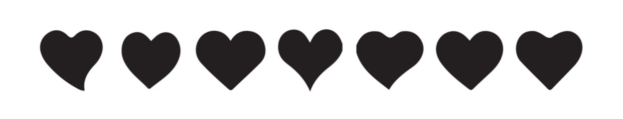 Black Love icon vector art illustration on white background,Heart icons, set of black love icons set, romance or valentine's day, Collection of heart illustration with different style.