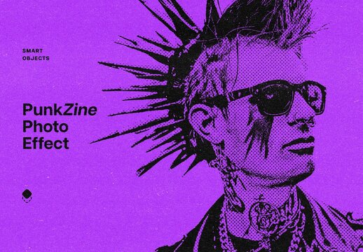 Punk Zine Photo Effect Mockup