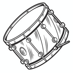 bass drum with a pair of drumsticks. musical instrument, logo illustration vector	