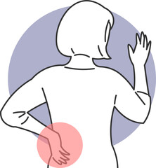 Illustration of woman with lower back pain in simple and minimalist style