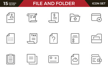 Document Management Icon Set. Streamlined icons for organizing, storing, and sharing files, perfect for productivity apps, cloud storage, and business workflows.