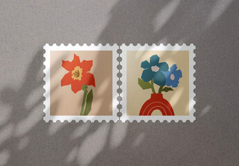 Realistic Postage Stamp Mockup