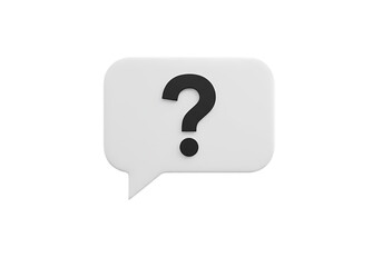 3D Render: Question Mark in Speech Bubble - FAQ Icon