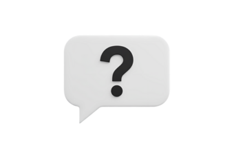 3D Render: Question Mark in Speech Bubble - FAQ Icon