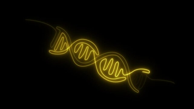Abstract glowing of helix DNA. Minimalist concept of medical and science biotechnology in simple linear style. Human genome structure in editable stroke.