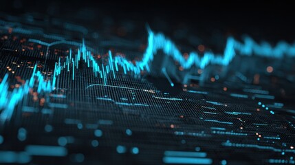 Digital 3D Analysis of Stock Market Trends With Growth Charts and Investment Data Visualization