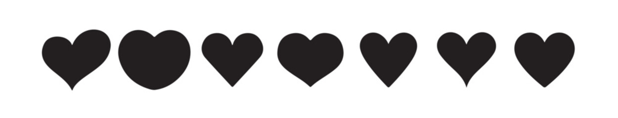  Black heart shape icon, love heart icon linear symbol elements for valentine, wedding and anniversary clip art collection. Vector illustration valentine's day flat sign, vector illustration eps 10.