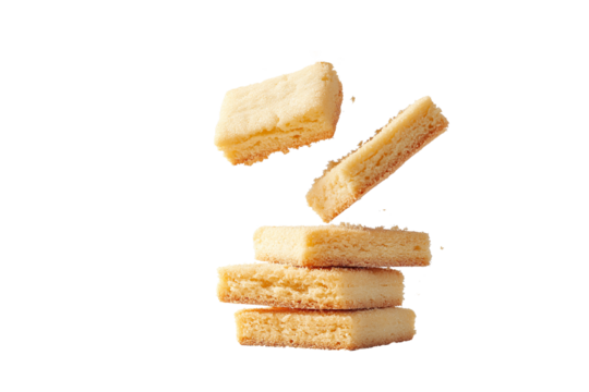 Delectable shortbread cookies, perfectly stacked and ready to enjoy. The warm, golden color and delightful texture makes your mouth water