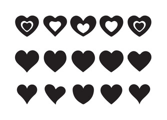  Black heart shape icon, love heart icon linear symbol elements for valentine, wedding and anniversary clip art collection. Vector illustration valentine's day flat sign, vector illustration eps 10.