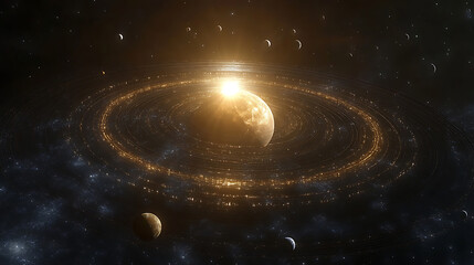 Celestial Ring A Golden Planet in a Galactic Halo