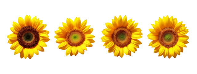 A set of four sunflowers
