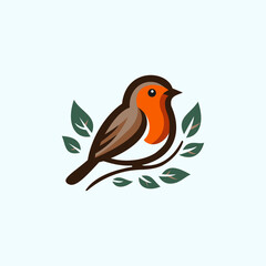 Creative luxury modern bird with green leaf logo template vector icon 