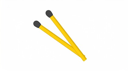 Illustration of two unlit matches with black tips over a white background