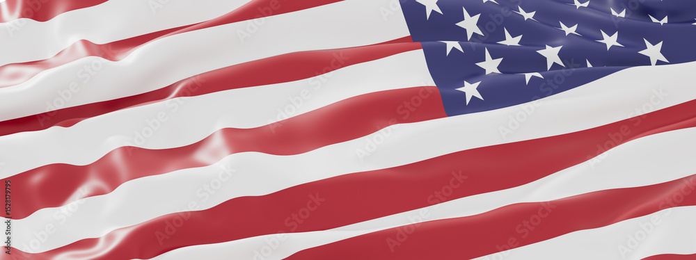 Poster High-resolution image of the US flag waving in the wind. Perfect for patriotic projects.