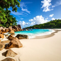 Tropical beach paradise with Seychelles. (1)