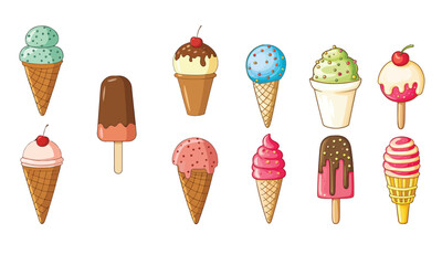 Ice Cream Cones & Toppings vector