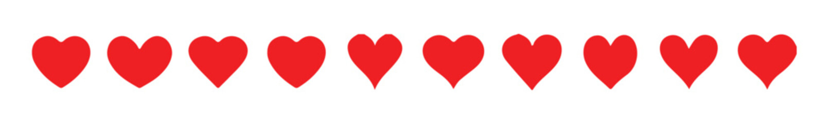 Red heart or red love isolated on white background vector illustration eps 10.