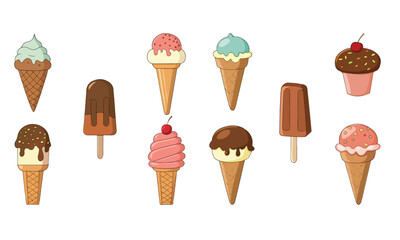 Ice Cream Cones & Toppings vector