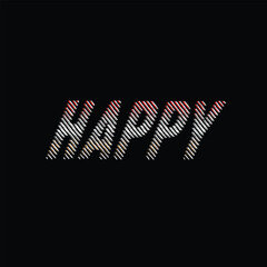 HAPPY Text Effect in White and Red on Black