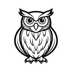 Line art owl illustration black and white