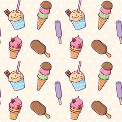 Seamless pattern with ice cream