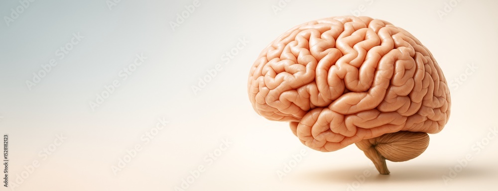 Aufkleber human brain model on light background for science and education concept with copy space for banner, 