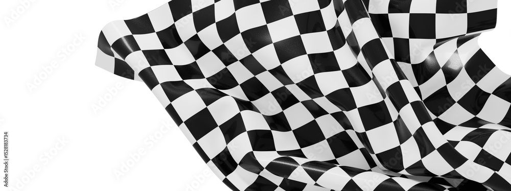 Poster high-resolution image of a black and white checkered flag, perfect for racing or competition themes.