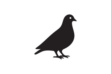 Obraz premium Pigeon silhouette on white background.