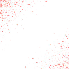Red hearts scattered on white background.