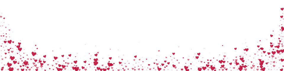 Red hearts scattered on white background.