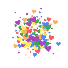 Rainbow colored scattered hearts. LGBT valentine