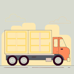 Yellow Cargo Delivery Truck Illustration