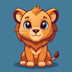 Cute Baby Lion Character – Cartoon Jungle Animal Illustration