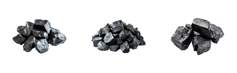 Mining operations coal extraction industry collection industrial setting. Isolated png set