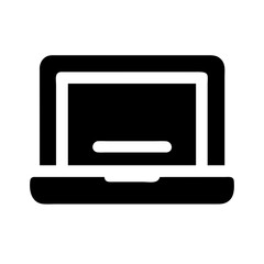 Simple Black and White Laptop Icon for Technology Work and Design Projects on a Clean White Background