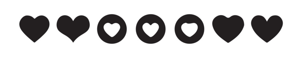 Heart Icon Set, Black Love Symbols Collection, love heart sign, illustration, vector illustration eps 10.