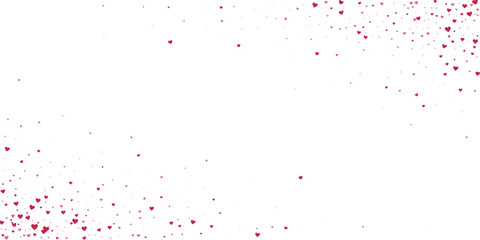 Red hearts scattered on white background.