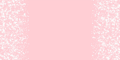 White hearts scattered on pink background.