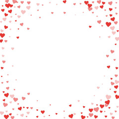 Red hearts scattered on white background.