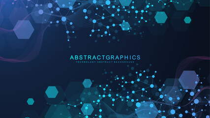Modern health care abstract background with lines, dots and hexagons. Medical innovation banner template concept. Vector illustration.