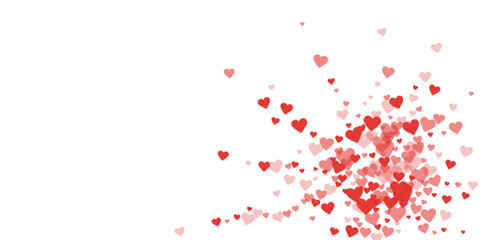 Red hearts scattered on white background.