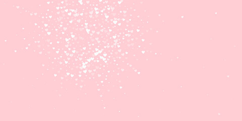 White hearts scattered on pink background.