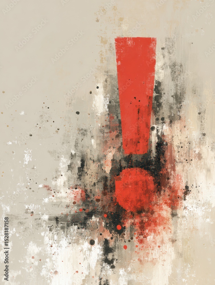 Leinwandbilder Bold Red Exclamation Mark on a Neutral Textured Background Creating a Striking Visual Contrast and Drawing Attention to the Message Conveyed