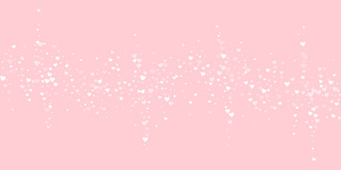 White hearts scattered on pink background.