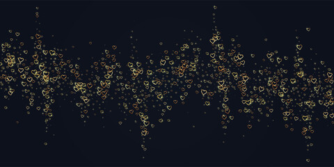 Gold hearts scattered on black background.