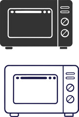 Silhouette Microwave Flat Illustration Minimal Kitchen Appliance and Fast Heating Vector Icon
