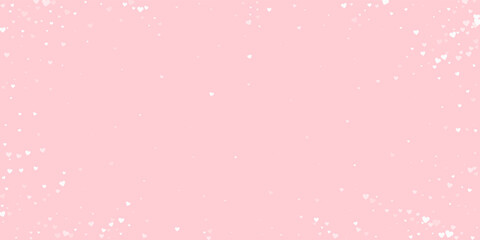 White hearts scattered on pink background.