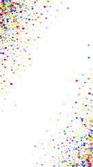Rainbow colored scattered hearts. LGBT valentine