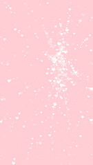 White hearts scattered on pink background.