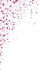 Red hearts scattered on white background.